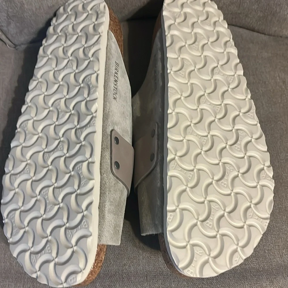Birkenstock Light Gray Suede Sandals